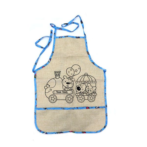 

children's painting diy graffiti colored apron linen kindergarten hand painted