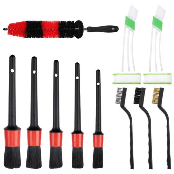 

pcs auto detailing brush set for cleaning wheels, interior, exterior, easy reach wheel and rim soft bristle,c car sponge