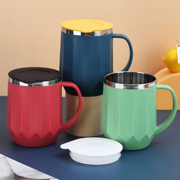 

mugs 400ml creative double layer water cup coffee tea insulated mug with lid coff