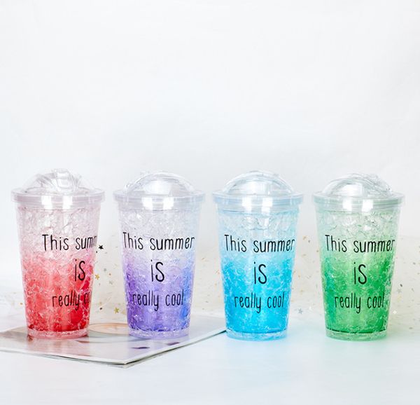 Os mais recentes 15,2oz camada de plástico leite de palha de plástico caneca, copos de água fresca de gelo de vários estilos, suporte logotipo personalizado