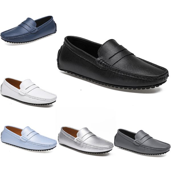 2021 Leder Doudou Herren Casual Fahrschuhe weiche Sohle Mode Schwarz Marine Weiß Blau Silber Gelb Grau Schuhe All-Match Lazy Cross-Border 38-46 Sixty Five