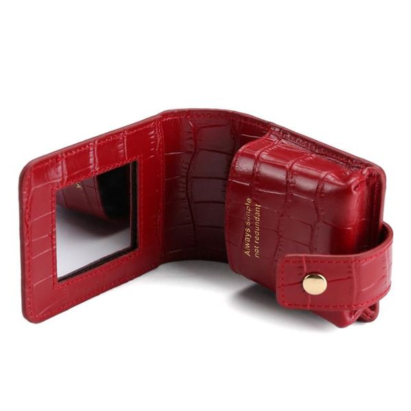 

lipstick cosmetic bag with mirror makeup travel pouch organizer pu leather portable beauty case toolbox small storage cases bags &
