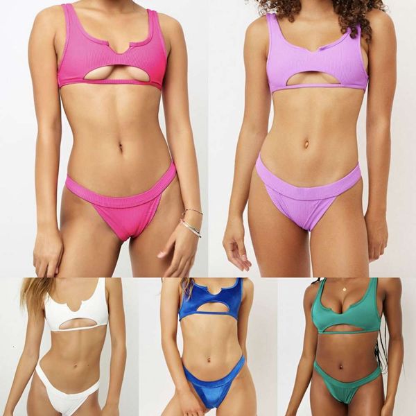 

women's swimwear bikinis 2021 solid bikini split swimsuit triangle women 95ha, White;black