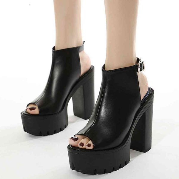 

sandals the large size 42 ladies black buckle platform high heel shoes women design gothic mature sandals