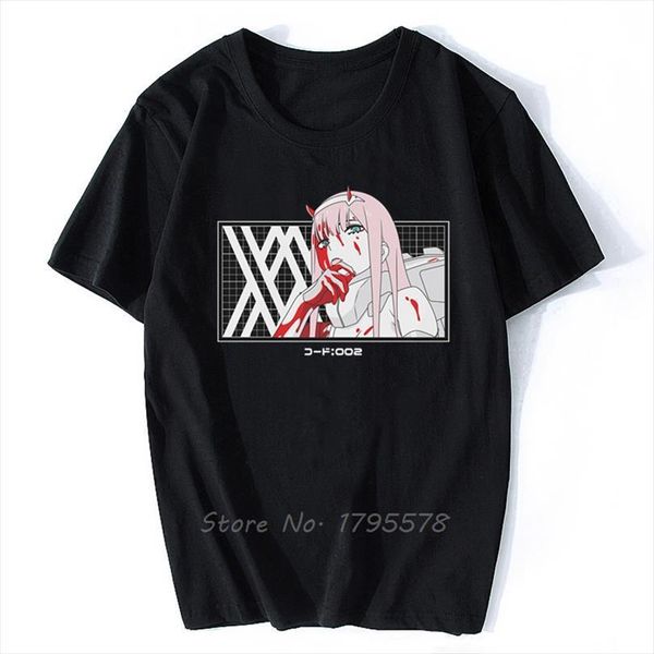 

bloody zero two from mens t shirts darling in the franxx tees clothing short sleeve design funny anime streetwear, White;black