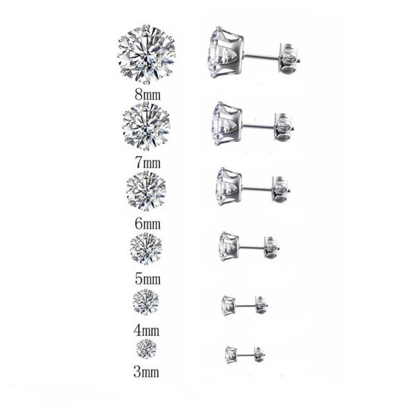 

simple popular stainless zircon earrings fashion claw round