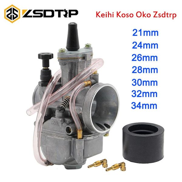 

motorcycle fuel system zsdtrp universal 4t koso keihin oko carburetor 24 26 28 30 32 34 mm with power jet fit race scooter atv utv