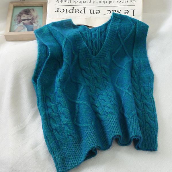 

women's vests large size vest warm women sweater sleeveless pullover elasticity v-neck knitted casual, Black;white