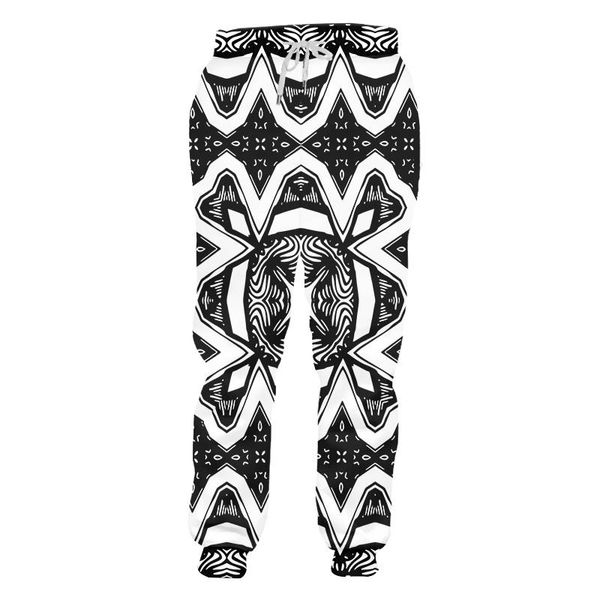 

men's pants ethnic totem flower men joggers sweatpant 3d print trouser elastic waist casual hip hop streetwear harem trousers man, Black
