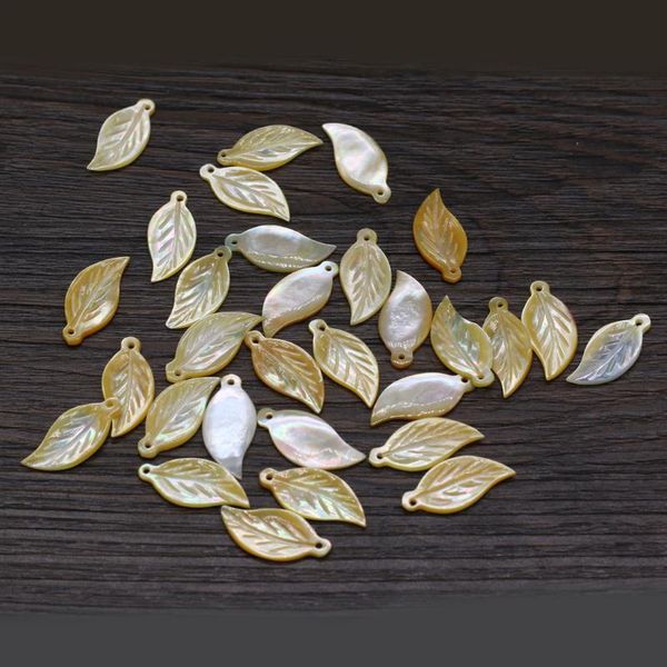 

charms 3pcs selling natural sea water leaf-shaped shell pendant beads diy for making jewelry accessories 10x21mm, Bronze;silver