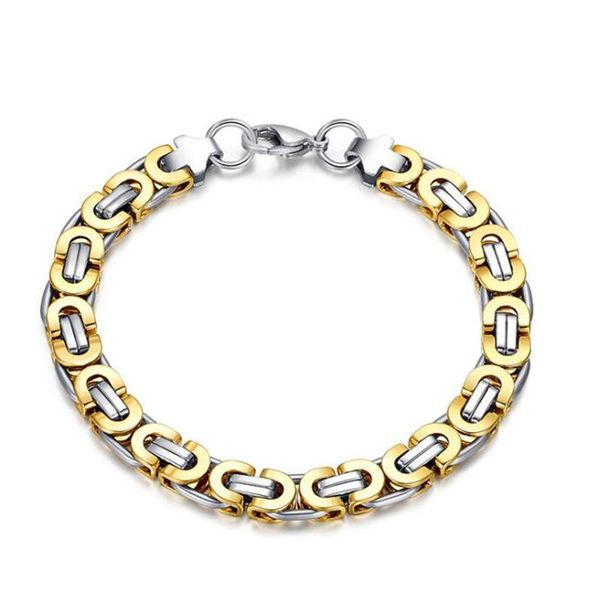 

listing simple style men bracelet gold stainless steel flat byzantine chain for christmas gift hip hop jewelry link,, Black