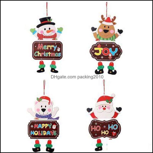 Decorazioni natalizie Forniture per feste festive Ornamenti per il giardino di casa Cartoncino per porte e finestre Ciondolo appeso Welcome Merry Boards Xmas Decor