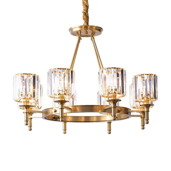 

pendant lamps american style chandeliers for living room luxury k9 crystal lamp round dining bedroom copper e14 hanging lighting fixture