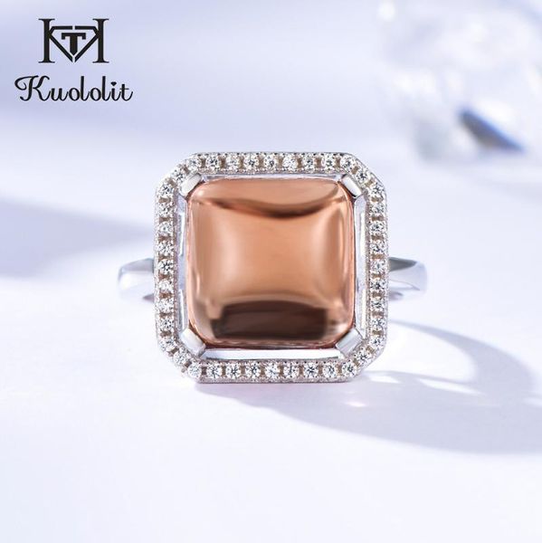

cluster rings kuololit zultanite gemstone for women solid 925 sterling silver created diaspore color change square stone fine jewelry, Golden;silver