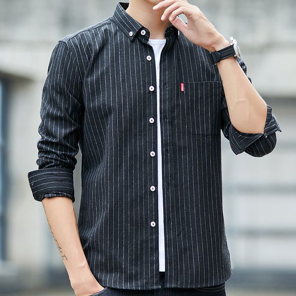 

shirt men's long sleeve autumn casual korean fashion shirt 1, White;black