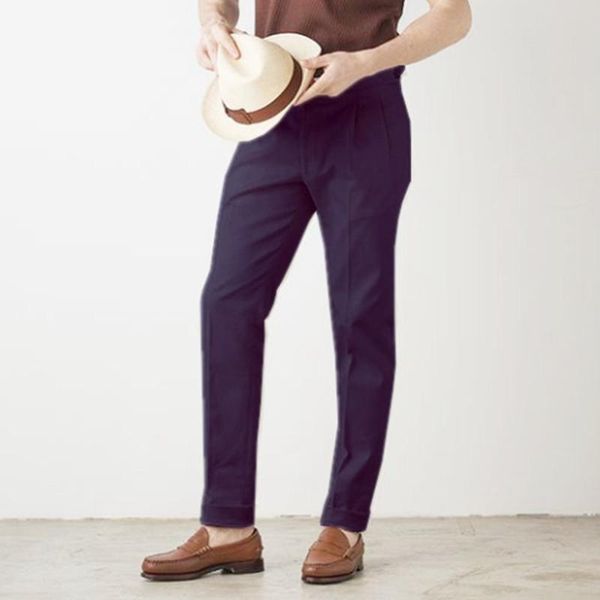 

men's pants medium waist 2021 solid color summer naples drop casual business small straight tube hem, Black