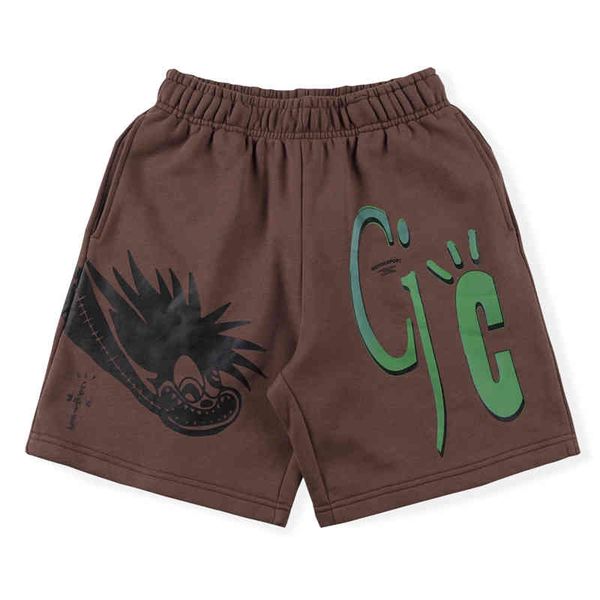 

travis scott cactus jack cj cc peripheral shorts casual sports high street sweater pants, White;black