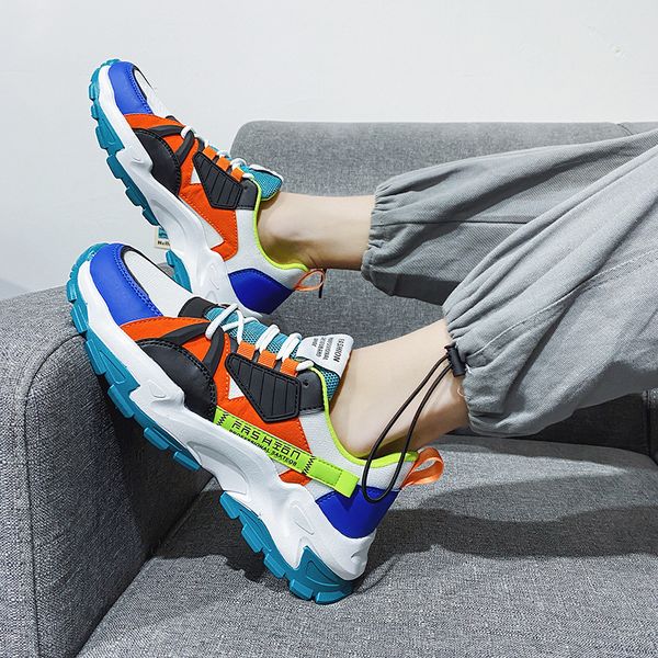 

464748 size 2021 spring new ins trendy casual shoes mens shoes front lace-up dad shoes low sneakers mens breathable, Black;white