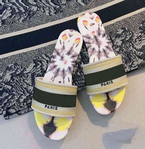 

classics sandals fashion slippers slides floral brocade gear bottoms flip flops women shoes striped beach causal slipper home011 19, Black