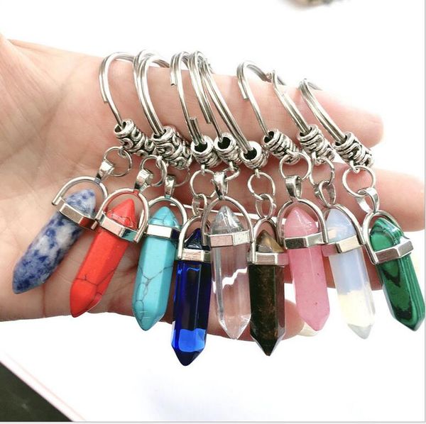 Pedra natural Keychain Keyring Moda Carro Keyholder Handbag Hangs Boho Jóias Para Homens Mulheres Atacado DHL