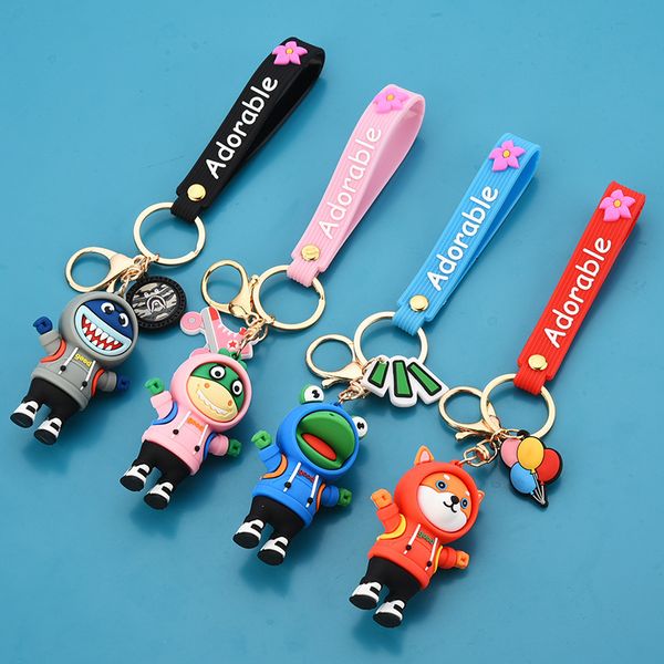 

2021 fashion keychain pvc resin soft rubber cover single pendant cartoon lovers bag key chain fashion, Slivery;golden