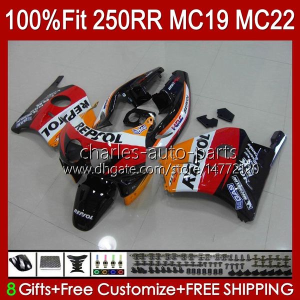 Corpo stampo ad iniezione per HONDA CBR 250RR 250 RR CC 250R CBR250RR 88 89 112HC.133 CBR 250CC MC19 88-89 CBR250 RR CC 1988 1989 Kit carenatura completa OEM Repsol Red