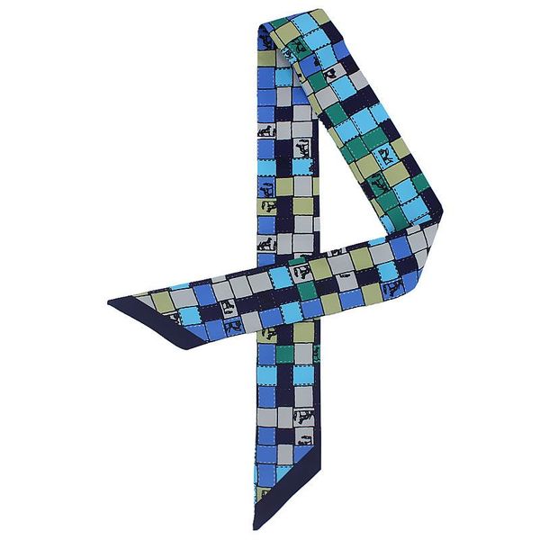 

scarves plaid patchwork bag skinnyscarf casual small silk scarf for women foulard tie fashion head bands ladies, Blue;gray