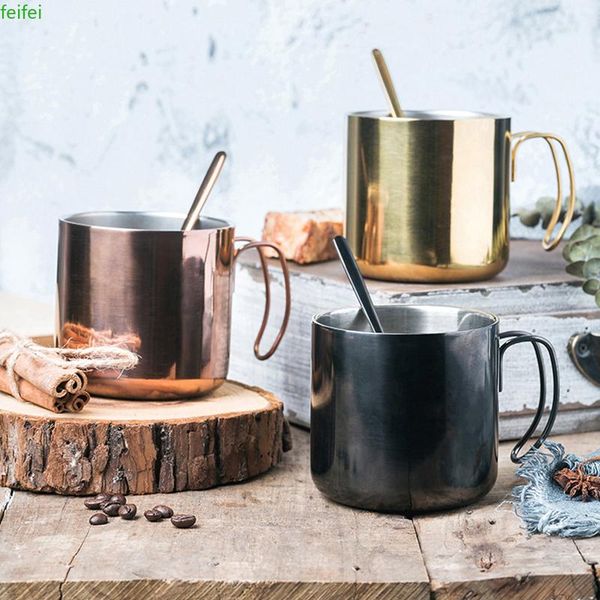 

mugs 380ml stainless steel coffee and cups double-wall with handle lid travel mug camping suit for tea beer beverage