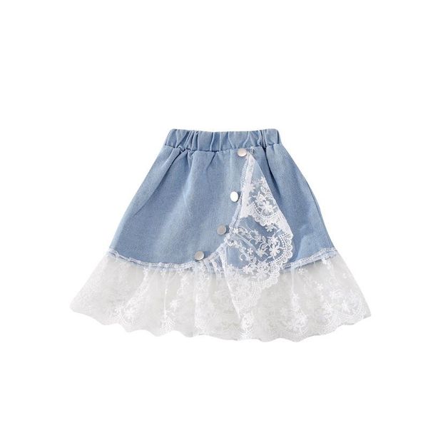 

summer arrival girls fashion lace floral denim skirt kids korean design skirts