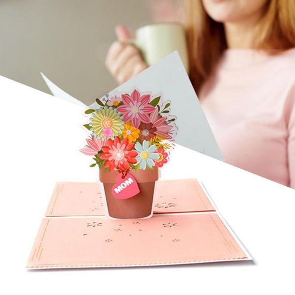 

greeting card foldable flower pattern paper creative hidden design blessing for mother's day cards