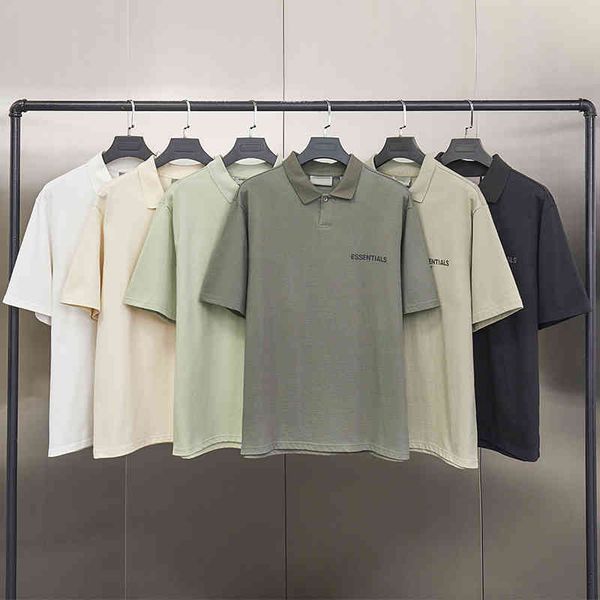 

men's polos ss21 summer men's polo shirt street brand reflective letter 100% cotton tee hip hop loose short sleeve c22q, White;black