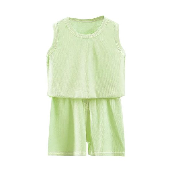 

clothing sets baby clothes born boy girl suit casual cotton solid color tank shorts air children kids set 1-7y, White