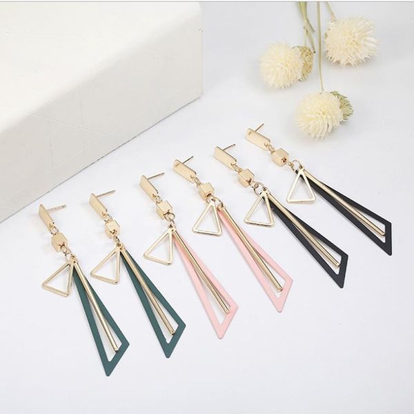 

dangle & chandelier 1 pair geometric earrings simple triangle fresh fashion long, Silver