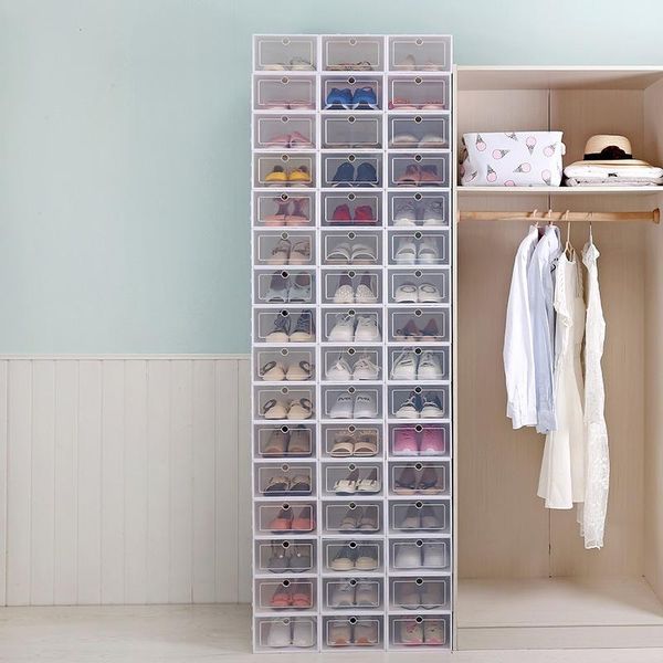 

transparent shoe box storage boxes thickened dustproof shoes organizer can be superimposed combination cabinet clothing & wardrobe