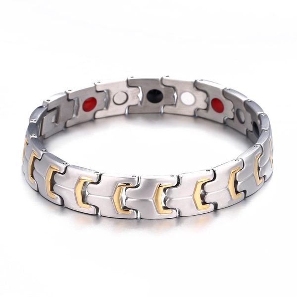 

link, chain fashion silver&gold magnetic bracelets for women men stainless steel therapy healing drop, Black
