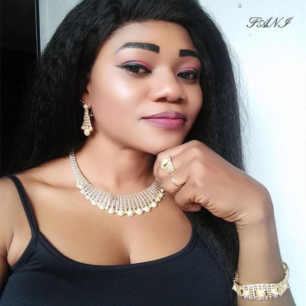 

earrings & necklace fani dubai gold jewelry set brand italian wedding women accessories bridal fashion african designer, Silver
