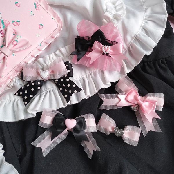 

other event & party supplies black pink lolita headdress lace bow edge clip ancient morning style sweet heart house kitty gadget