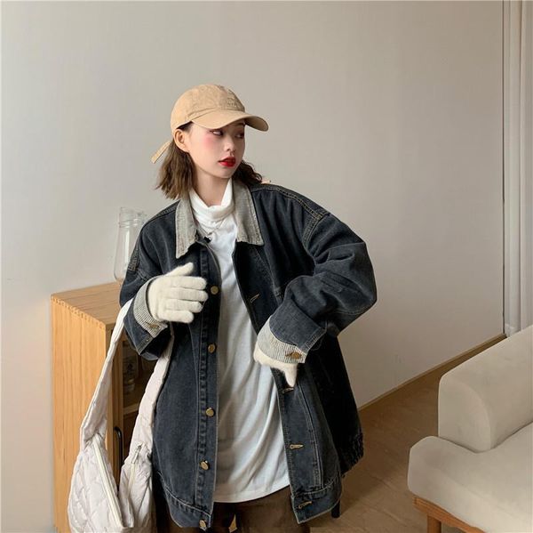 

women's jackets 2021 autumn patchwork lamp wick, Black;brown