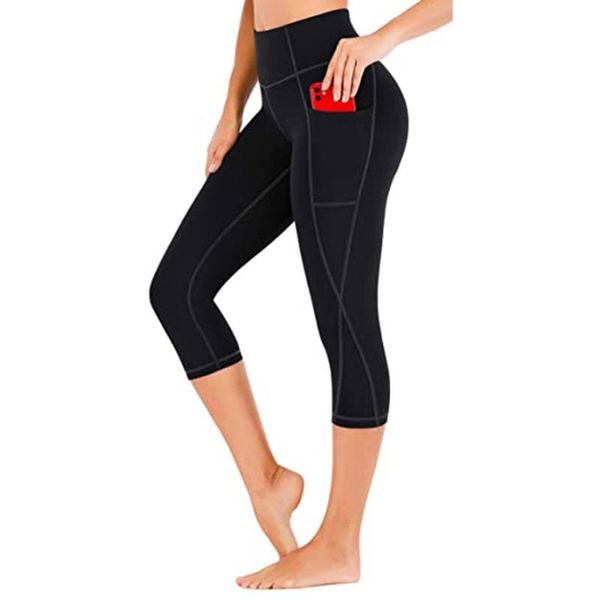 

high waist sport leggings women's solid workout fitness sports running athletic pants squat proof, Black