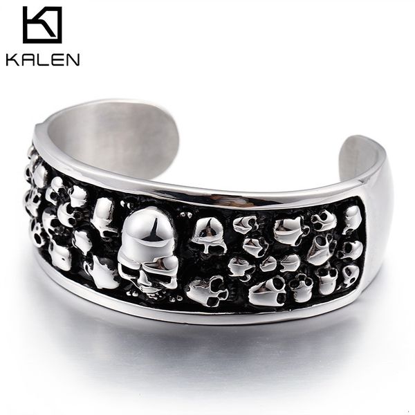 

bangles bracelet jewelry titanium steel punk skull men's, Black