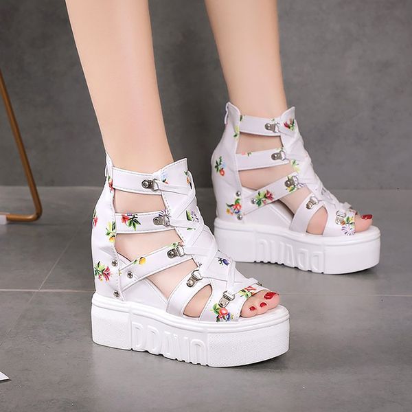 

2021 women's sandals slope heel korean open toe fish mouth high heels, Black