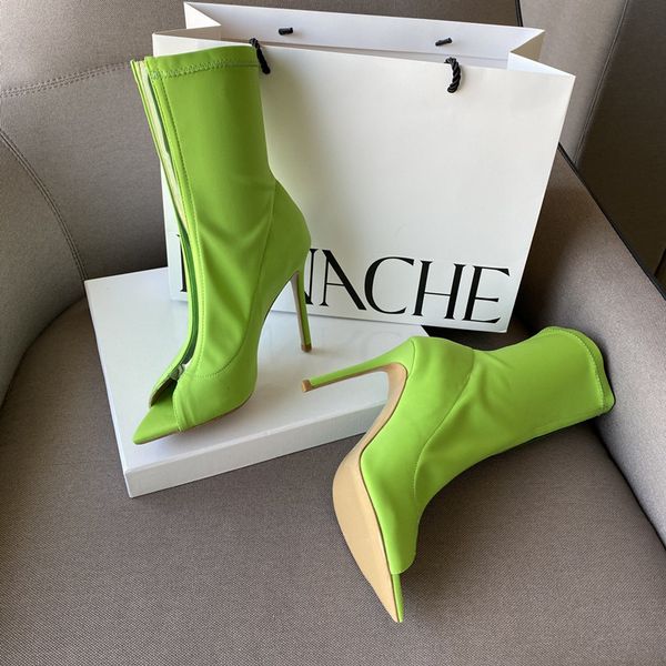 

10.5cm heel clear pvc pointed toe short ankle boots summer ol gr30600, Black