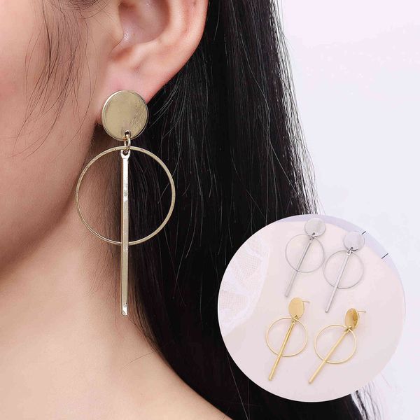 

style personality simple hollow out circle tassel earrings long earrings female accessories, Golden