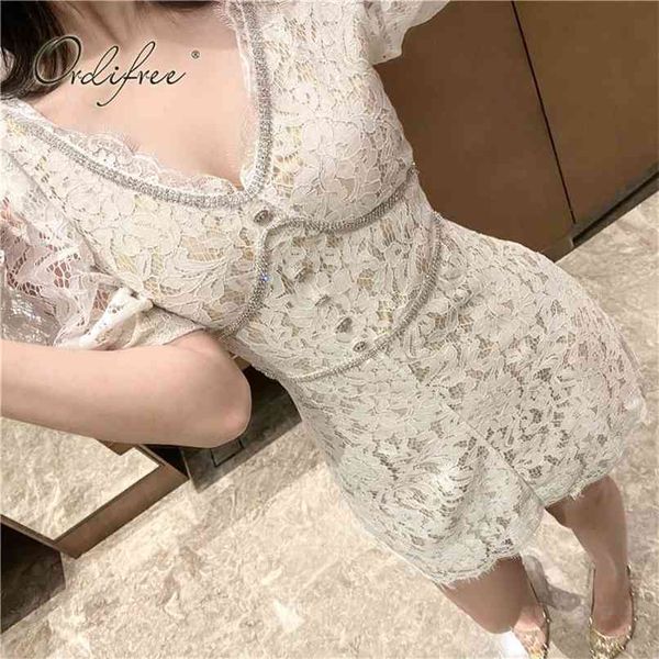 

summer women mini party dress bodycon white lace elegant lady pencil 210513, Black;gray