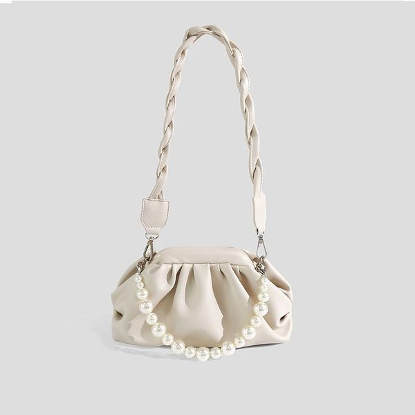 

evening bags 2021 cloud fold underarm fashion luxury designer handbag pearl chain clip bag shoulder messenger female bolso mujer