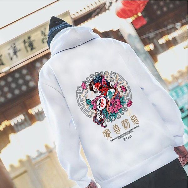 

men's hoodies & sweatshirts () white printed hoodie for men and women pullover jogger sportswear large size loose clothing s-3xl, Black