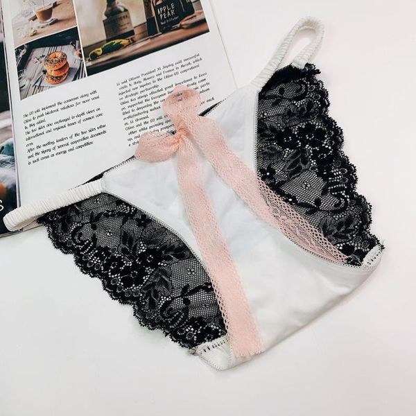 

women's panties european and american thin belt black briefs bowknot 2021 summer ladies underwear, Black;pink