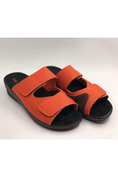 

slippers women's orange disassemble insole hallux valgus naturel leather full orthopedic, Black