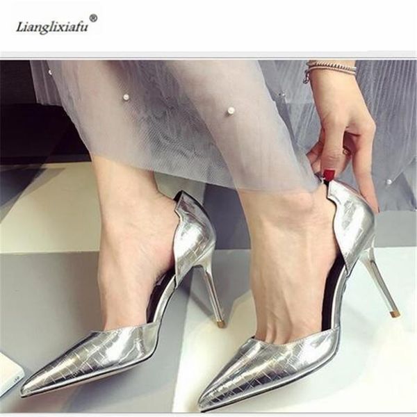 

sapato feminino summer sandals 9cm thin high-heeled fashion d'orsay shoes woman stiletto female pointed toe pumps dress, Black