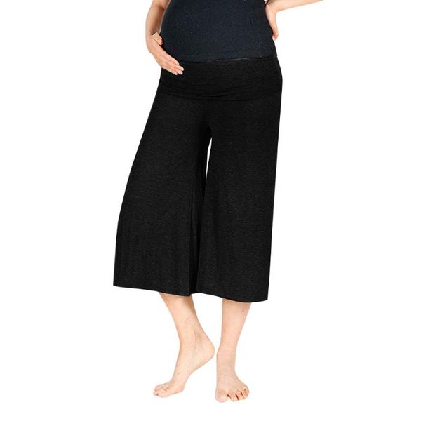 

maternity bottoms pants trousers for pregnant women wear easy casual pregnancy clothes high waisted tummy solid cropped @, White